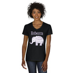 Baby Elephant Women's V-Neck T-Shirt - Black - Small (Personalized)