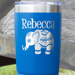 Baby Elephant 20 oz Stainless Steel Tumbler - Royal Blue - Single Sided (Personalized)