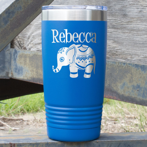 Custom Baby Elephant 20 oz Stainless Steel Tumbler - Royal Blue - Double Sided (Personalized)
