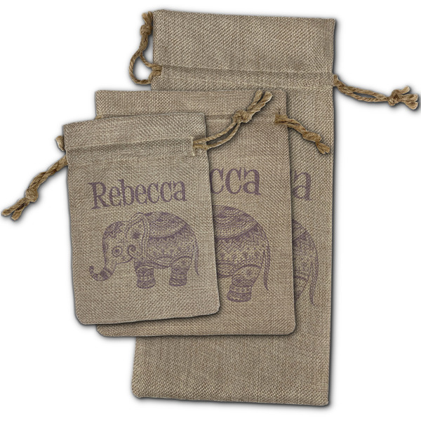 Baby Elephant Burlap Gift Bags - (PARENT MAIN) All Three