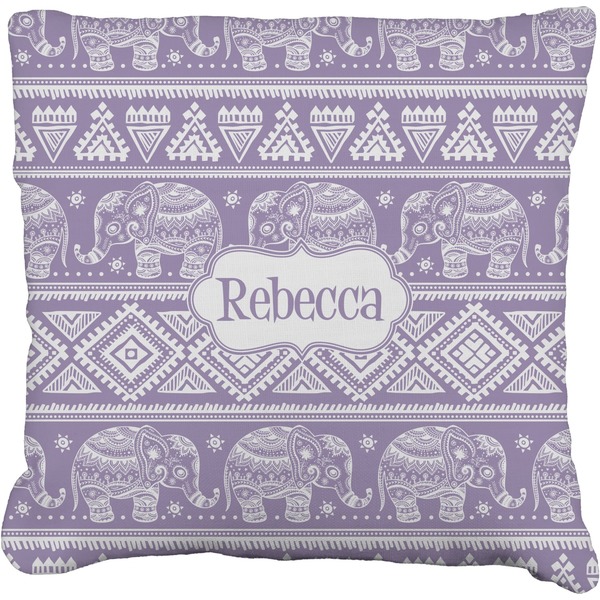 Custom Baby Elephant Faux-Linen Throw Pillow 20" (Personalized)