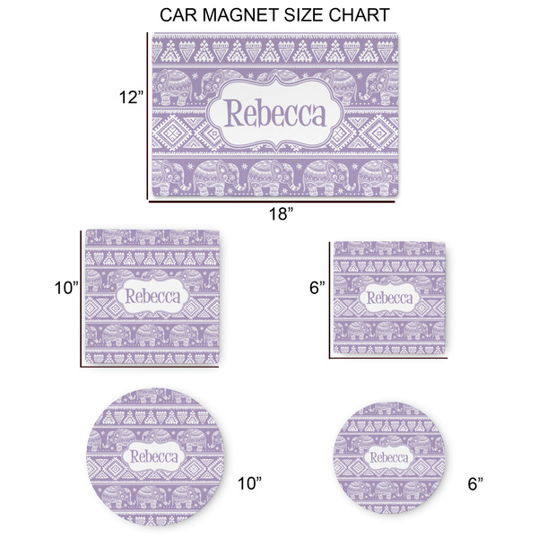 Baby Elephant Car Magnets - SIZE CHART