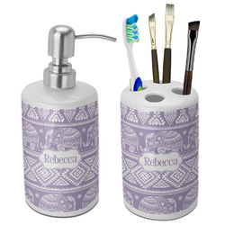 Baby Elephant Ceramic Bathroom Accessories Set (Personalized)
