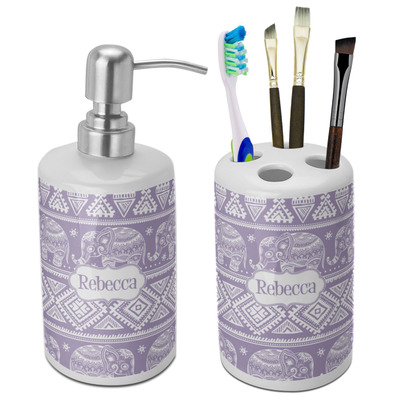Baby Elephant Ceramic Bathroom Accessories Set (Personalized)