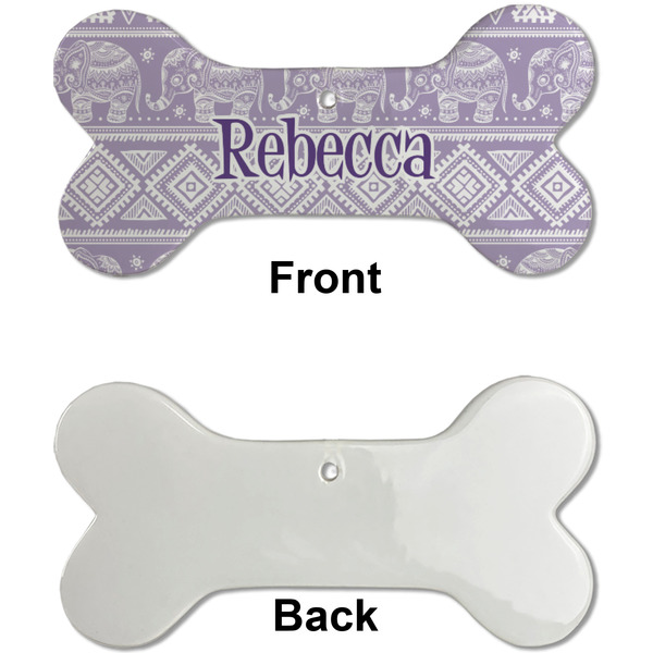 Baby Elephant Ceramic Flat Ornament - Bone Front & Back Single Print (APPROVAL)