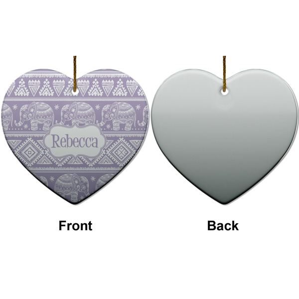 Baby Elephant Ceramic Flat Ornament - Heart Front & Back (APPROVAL)