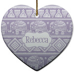 Baby Elephant Heart Ceramic Ornament w/ Name or Text