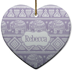 Baby Elephant Heart Ceramic Ornament w/ Name or Text