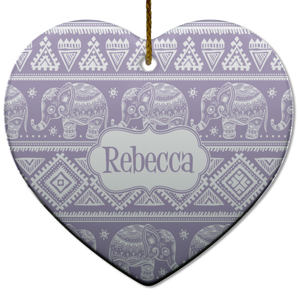 Custom Baby Elephant Heart Ceramic Ornament w/ Name or Text