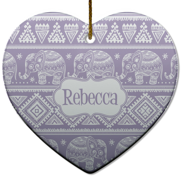 Baby Elephant Ceramic Flat Ornament - Heart (Front)