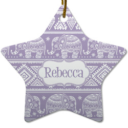 Baby Elephant Star Ceramic Ornament w/ Name or Text