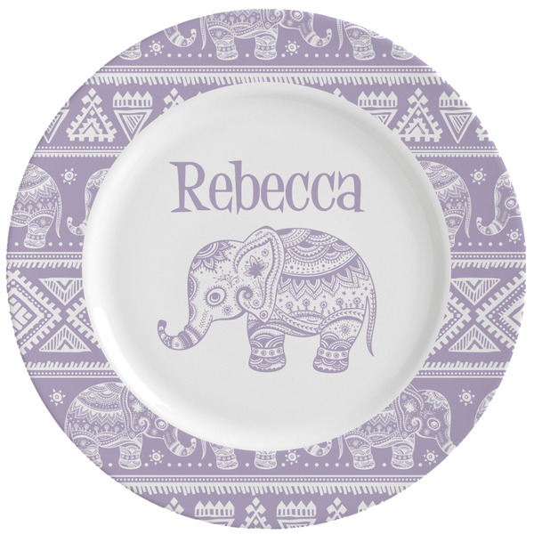 Custom Baby Elephant Ceramic Dinner Plates (Set of 4) (Personalized)