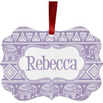 Baby Elephant Metal Frame Ornament - Double Sided w/ Name or Text