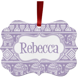Baby Elephant Metal Frame Ornament - Double Sided w/ Name or Text