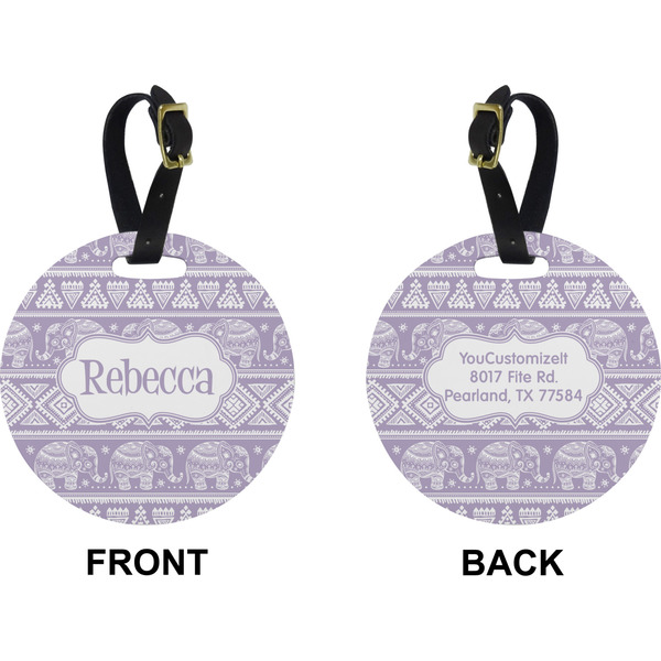 Baby Elephant Circle Luggage Tag (Front + Back)