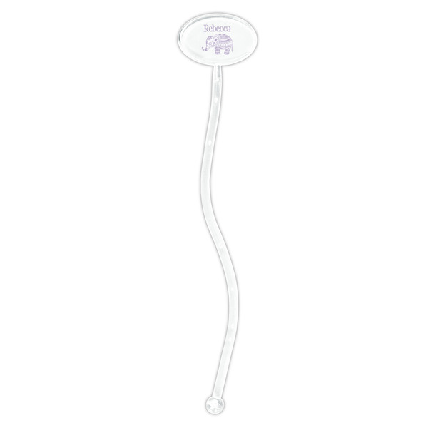 Baby Elephant Clear Plastic 7" Stir Stick - Oval - Single Stick