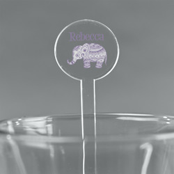 Baby Elephant 5.5" Round Plastic Stir Sticks - Clear (Personalized)