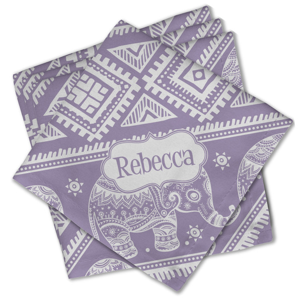 Custom Baby Elephant Cloth Cocktail Napkins - Set of 4 w/ Name or Text