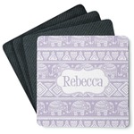 Baby Elephant Square Rubber Backed Coasters - Set of 4 (Personalized)