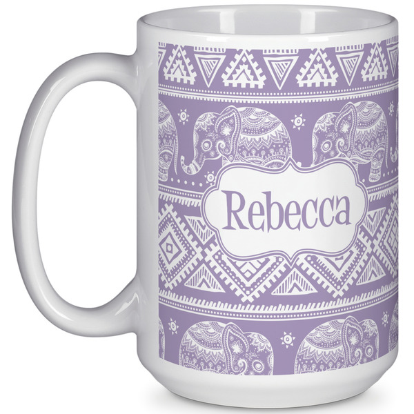 Custom Baby Elephant 15 Oz Coffee Mug - White (Personalized)