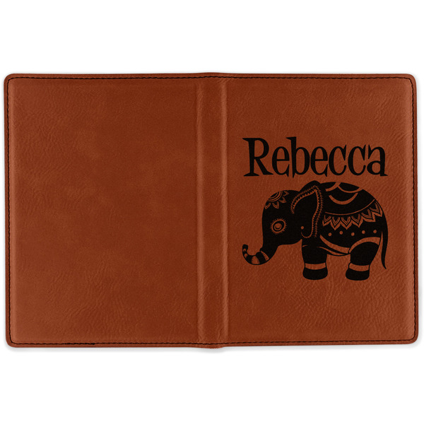 Baby Elephant Cognac Leather Passport Holder Outside Single Sided - Apvl