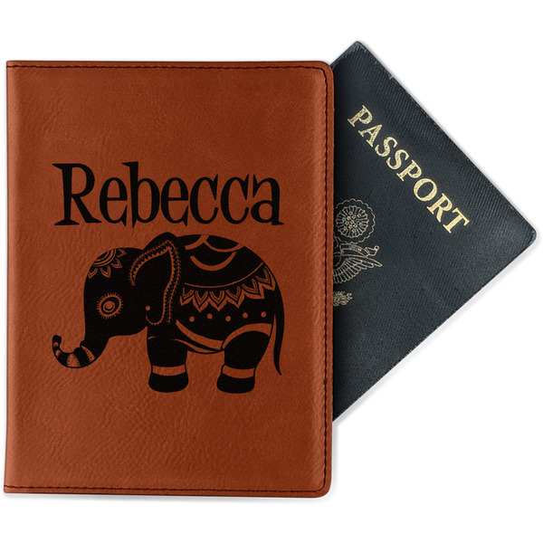 Custom Baby Elephant Passport Holder - Faux Leather - Double Sided (Personalized)