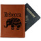 Baby Elephant Cognac Leather Passport Holder With Passport - Main