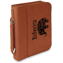 Baby Elephant Leatherette Bible Cover with Handle & Zipper - Large - Double Sided (Personalized)