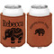 Baby Elephant Cognac Leatherette Can Sleeve - Double Sided Front and Back