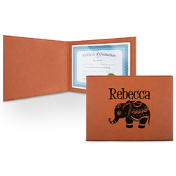 Baby Elephant Leatherette Certificate Holder - Front (Personalized)