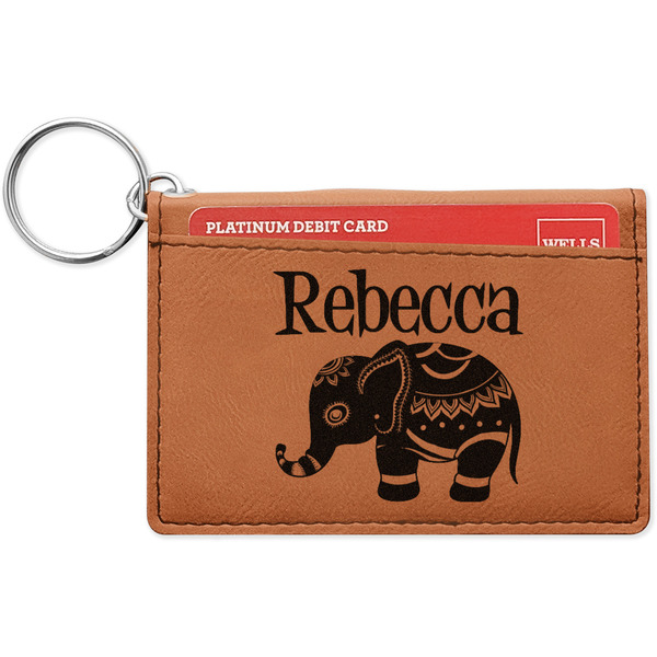Custom Baby Elephant Leatherette Keychain ID Holder - Single Sided (Personalized)
