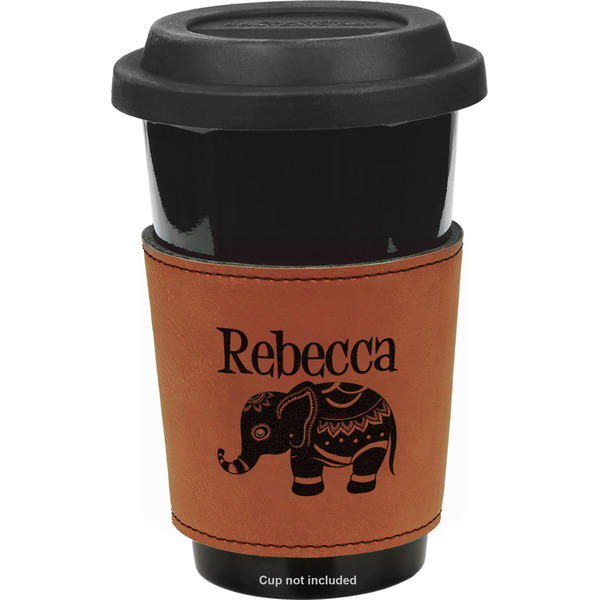 Custom Baby Elephant Leatherette Cup Sleeve - Double Sided (Personalized)