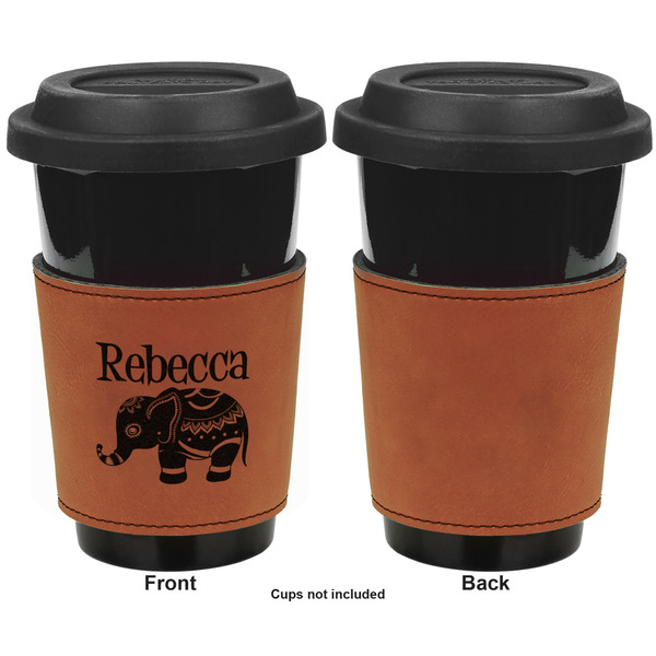 Baby Elephant Cognac Leatherette Mug Sleeve - Single Sided Apvl
