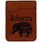 Baby Elephant Cognac Leatherette Phone Wallet close up