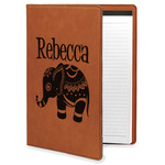 Baby Elephant Leatherette Portfolio with Notepad - Large - Double Sided (Personalized)