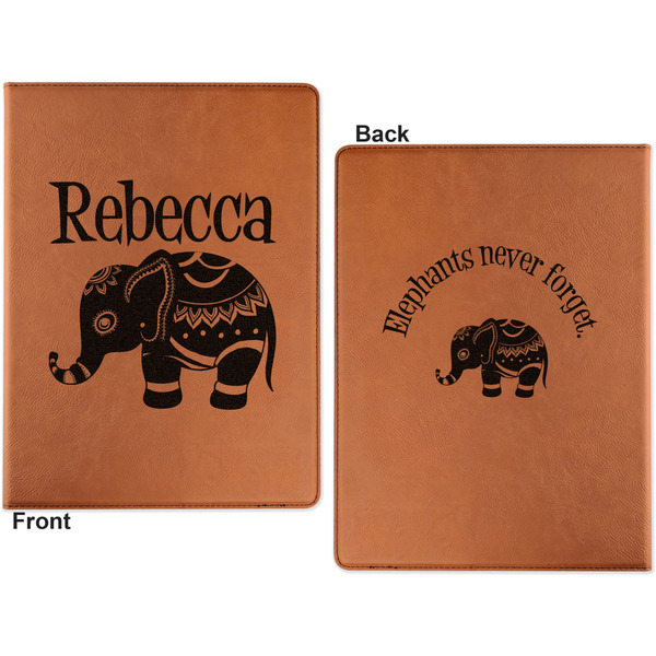 Baby Elephant Cognac Leatherette Portfolios with Notepad - Small - Double Sided- Apvl