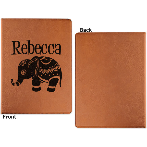 Baby Elephant Cognac Leatherette Portfolios with Notepad - Small - Single Sided- Apvl