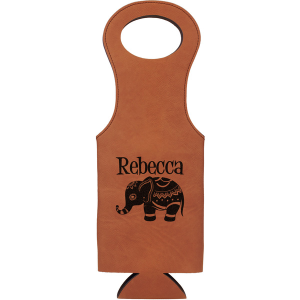 Custom Baby Elephant Leatherette Wine Tote - Double Sided (Personalized)
