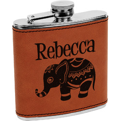Baby Elephant Leatherette Wrapped Stainless Steel Flask (Personalized)