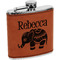 Baby Elephant Cognac Leatherette Wrapped Stainless Steel Flask