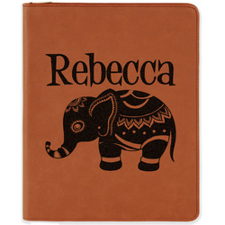 Baby Elephant Leatherette Zipper Portfolio with Notepad - Double Sided (Personalized)