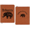 Baby Elephant Cognac Leatherette Zipper Portfolios with Notepad - Double Sided - Apvl