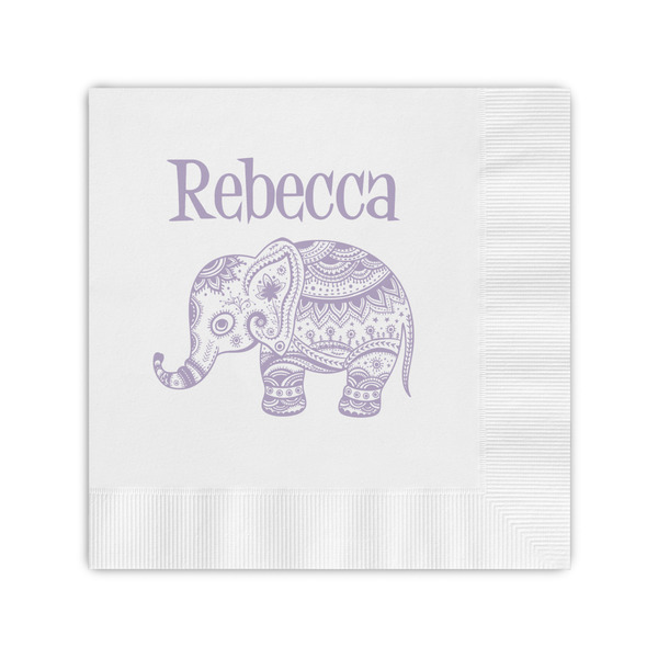 Custom Baby Elephant Coined Cocktail Napkins (Personalized)