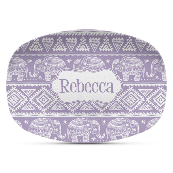Custom Baby Elephant Plastic Platter - Microwave & Oven Safe Composite Polymer (Personalized)
