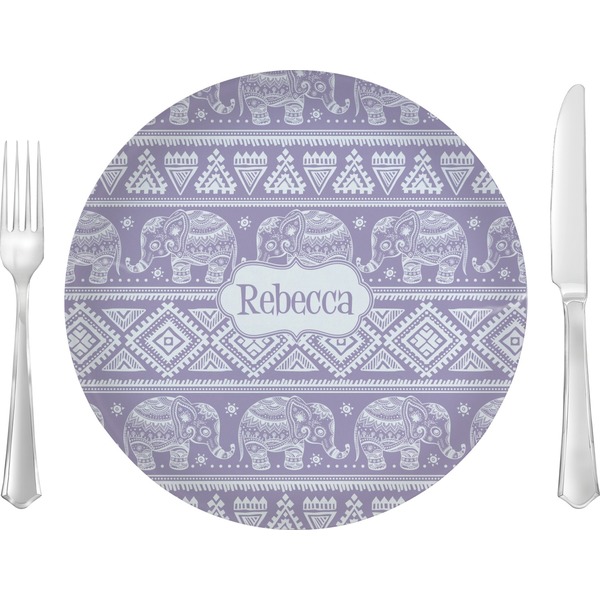 Custom Baby Elephant 10" Glass Lunch / Dinner Plates - Single or Set (Personalized)