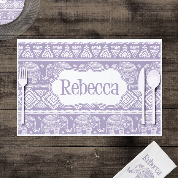 Baby Elephant Disposable Paper Placemat - In Context