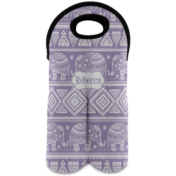 Custom Baby Elephant Wine Tote Bag (2 Bottles) (Personalized)