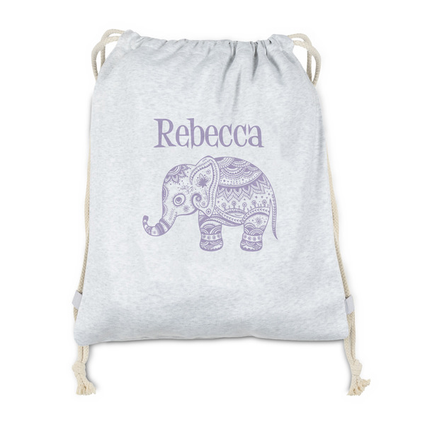 Custom Baby Elephant Drawstring Backpack - Sweatshirt Fleece - Double Sided (Personalized)