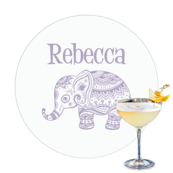 Custom Baby Elephant Printed Drink Topper - 3.25" (Personalized)