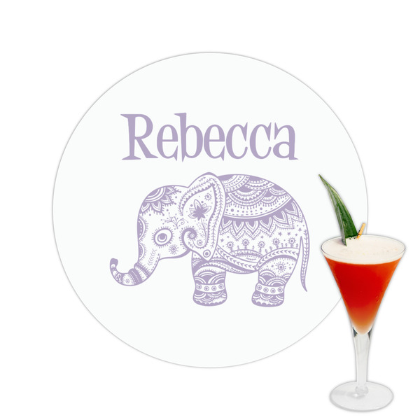 Custom Baby Elephant Printed Drink Topper -  2.5" (Personalized)
